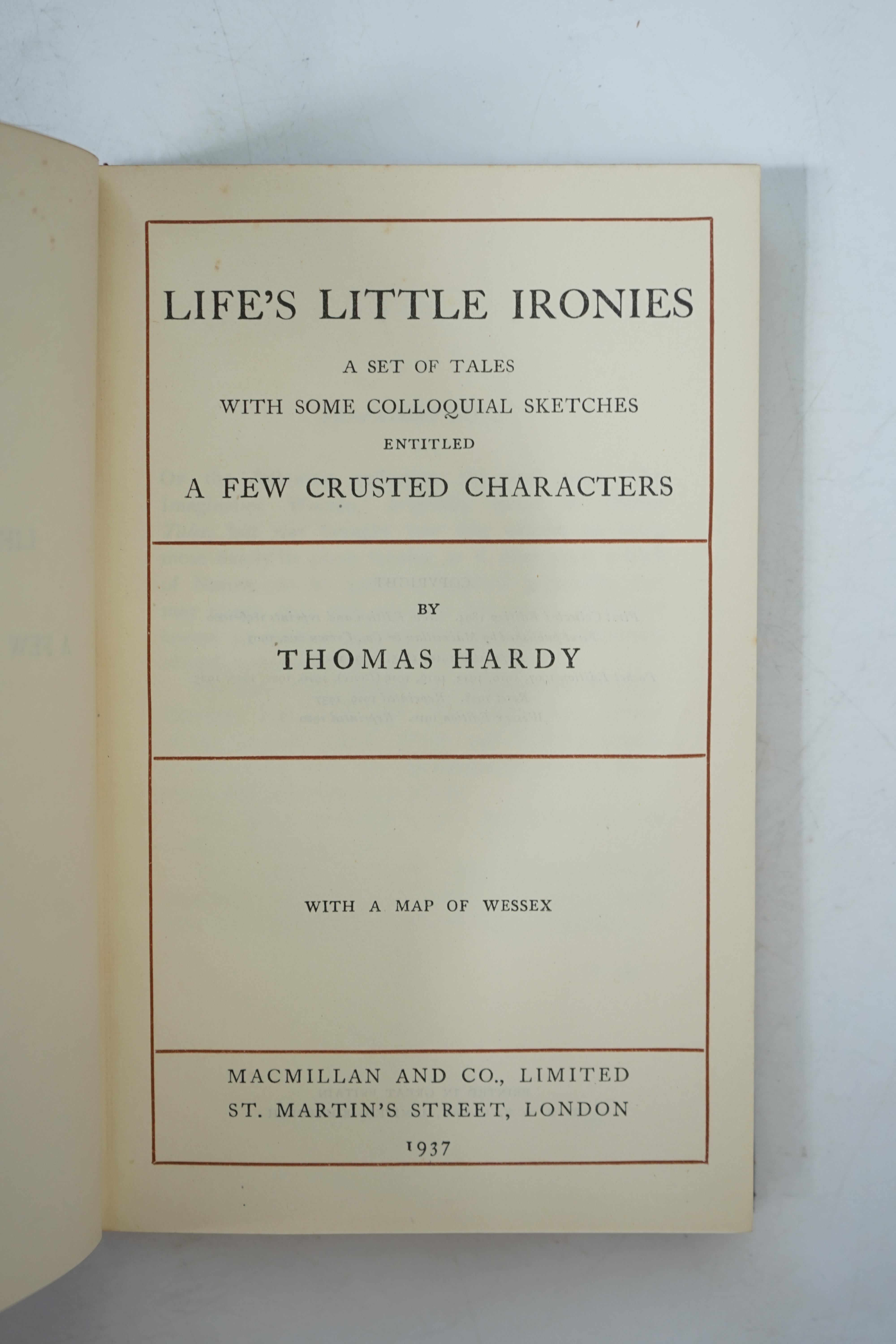 Hardy, Thomas - The Works, a harlequin pocket set edition of 17 vols, 12mo, in red leather gilt bindings, Macmillan and Co., London, 1925- 1941